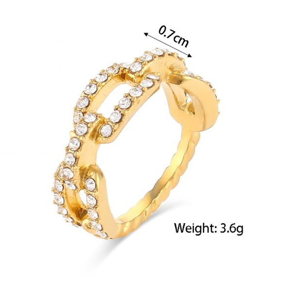 Chain Link Zircon‎ 18K Gold Plated Stainless Steel Ring - Picture 11 of 12